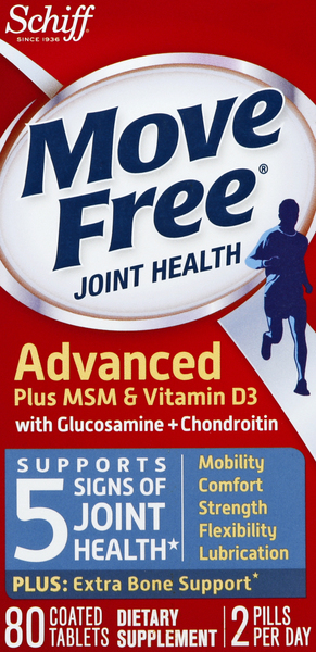 Move Free Joint Health, Advanced Plus MSM & Vitamin D3, Coated Tablets