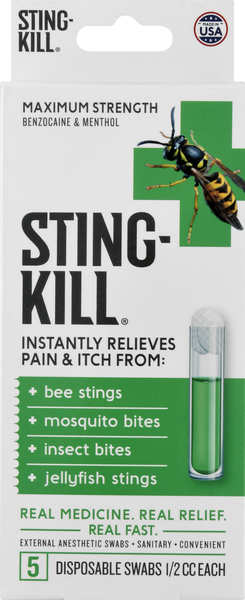 Sting Kill Disposable Swabs, Maximum Strength