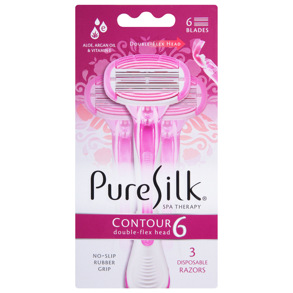 Pure Silk Razor, Premium, Double Flex Head, Contour 6