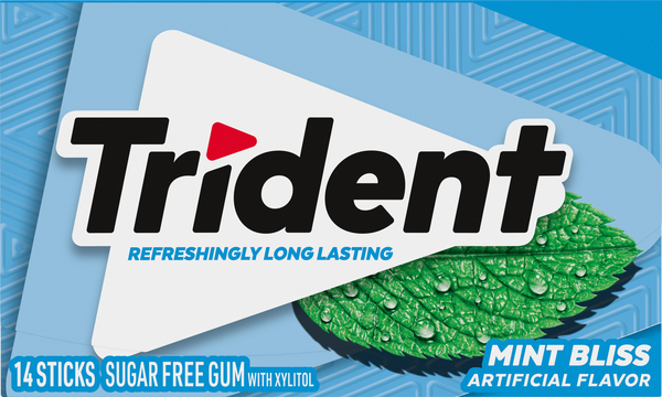 Trident Gum with Xylitol, Sugar Free, Mint Bliss