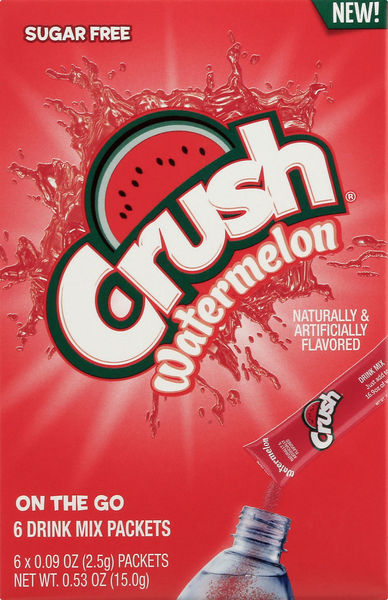 Crush Drink Mix Packets, Sugar Free, Watermelon, On The Go