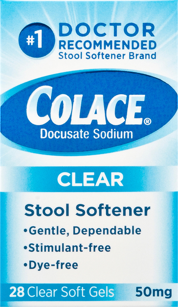 Colace Stool Softener, 50 mg, Clear Soft Gels