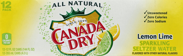 Canada Dry Seltzer Water, Sparkling, Lemon Lime