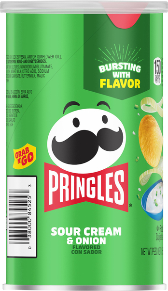 Pringles Potato Crisps, Sour Cream & Onion Flavored, Grab N' Go