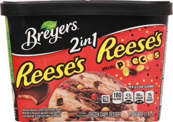 Breyers Frozen Dairy Dessert, Mini Pieces, 2 in 1 Reeses