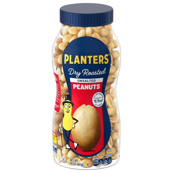 Planters Peanuts, Dry Roasted, Unsalted