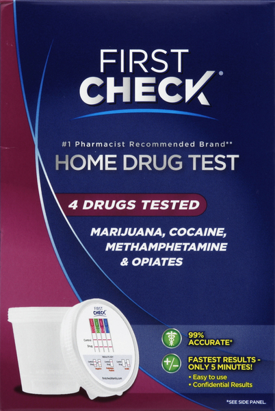 First Check Home Drug Test, Marijuana, Cocaine, Methamphetamine & Opiates