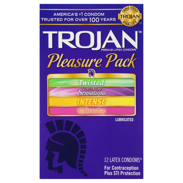 Trojan Condoms, Latex, Lubricated, Pleasure Pack