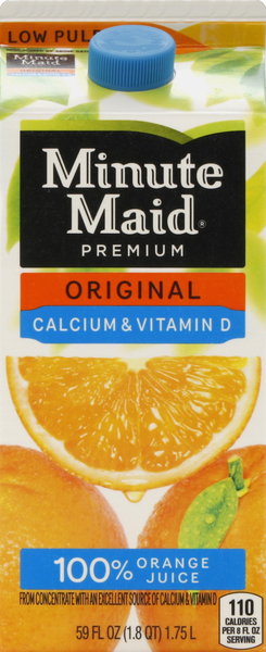 Minute Maid 100% Juice, Orange, Original, Calcium & Vitamin D, Low Pulp