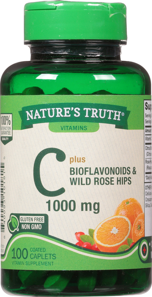 Nature's Truth Vitamin C, Plus Bioflavonoids & Wild Rose Hips, 1000 mg, Coated Caplets