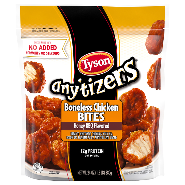 Tyson Chicken Bites, Boneless, Honey BBQ Flavored