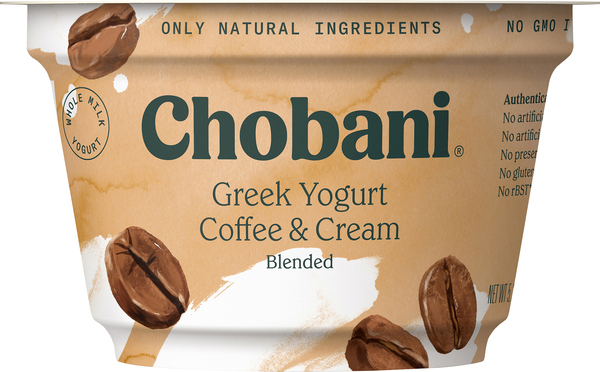 Chobani Yogurt, Greek, Coffee & Cream, Blended