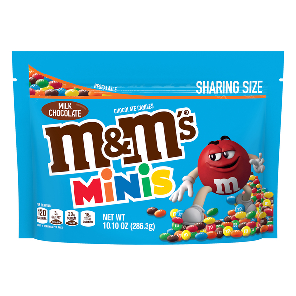 M & M Chocolate Candies, Milk Chocolate, Minis, Sharing Size