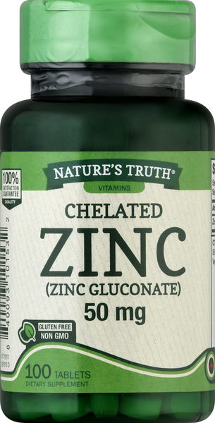 Nature's Truth Zinc, Chelated, 50 mg, Tablets
