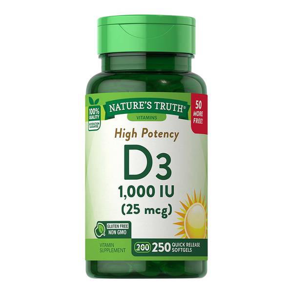 Nature's Truth Vitamin D3, High Potency, 25 mcg, Quick Release Softgels