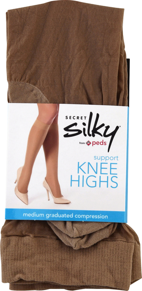Secret Silky Knee Highs, Support, Regular, Suntan