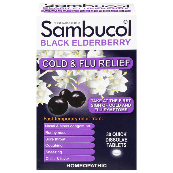 Sambucol Cold & Flu Relief, Black Elderberry, Quick Dissolve Tablets