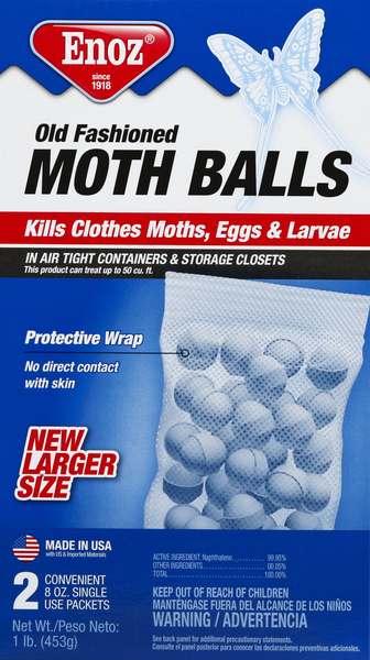Enoz Moth Balls, Old Fashioned, Single Use Packets