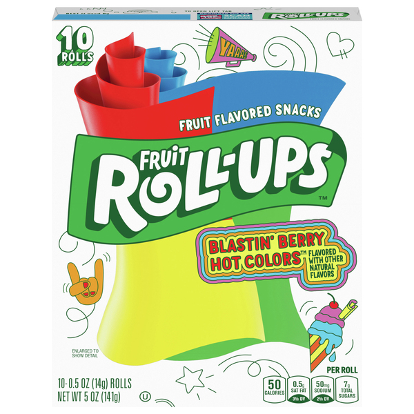 Fruit Roll-Ups Fruit Flavored Snacks, Blastin' Berry Hot Colors