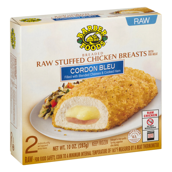 Barber Foods Stuffed Chicken Breasts, Raw, Breaded, Cordon Bleu