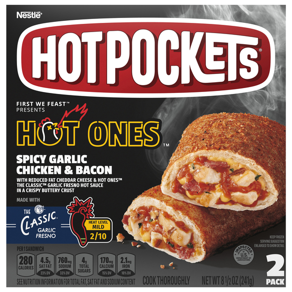 Hot Pockets Sandwiches, Chicken Bacon Ranch, Drive-Thru Menu Style, 2 Pack