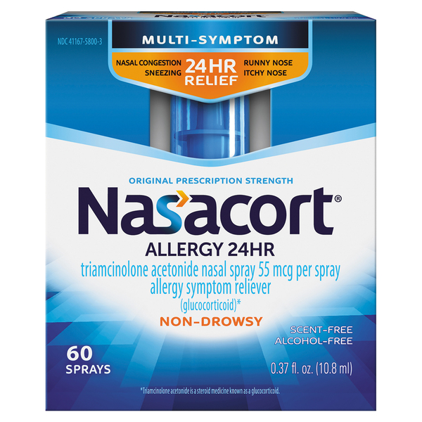 Nasacort Nasal Spray, Allergy 24 Hr, Multi-Symptom, Non-Drowsy, Original Prescription Strength, 55 mcg