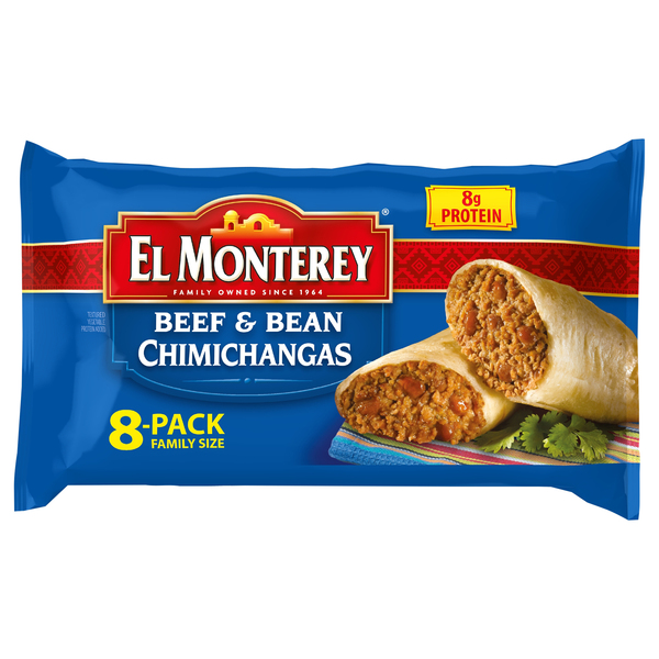El Monterey Chimichangas, Beef & Bean, Family Size, 8-Pack