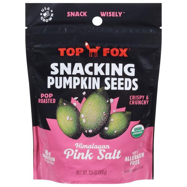 Top Fox Pumpkin Seeds, Himalayan Pink Salt, Pop Roasted