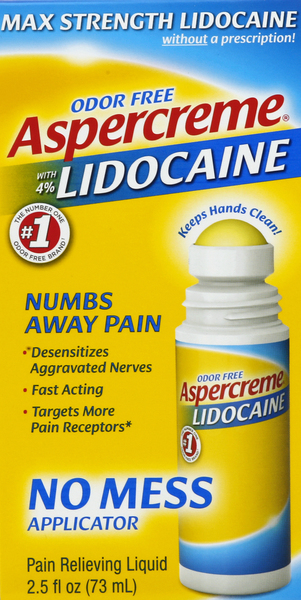Aspercreme Pain Relieving Liquid, Max Strength, with 4% Lidocaine, Odor Free