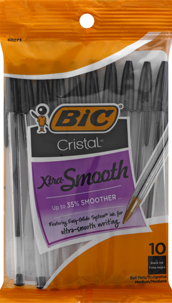 BiC Ball Pens, Black Ink, Xtra Smooth, Medium