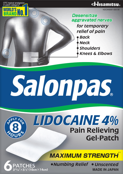Salonpas Pain Relieving Gel-Patch, Maximum Strength, 4%, Patches