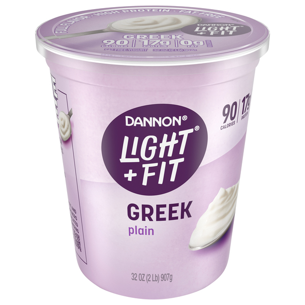 Dannon Yogurt, Fat Free, Plain, Greek