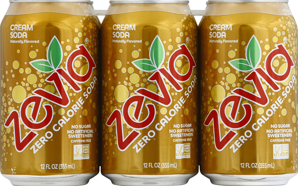 Zevia Soda, Zero Calorie, Cream, Caffeine Free