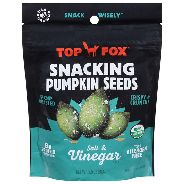 Top Fox Pumpkin Seeds, Salt & Vinegar, Pop Roasted