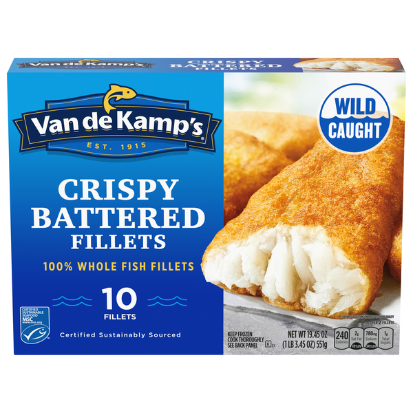 Van de Kamp's Fish Fillets, 100% Whole, Crispy Battered