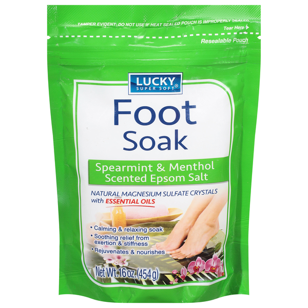 Lucky Super Soft Epsom Salt, Foot Soak, Spearmint & Menthol Scented