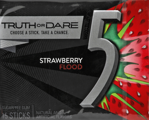 5 Gum, Sugarfree, Strawberry Flood