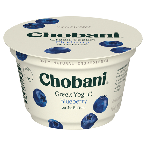 Chobani Yogurt, Greek, Nonfat, Blueberry on the Bottom