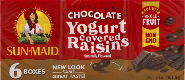 Sun Maid Yogurt Covered Raisins, Chocolate, 6 Boxes