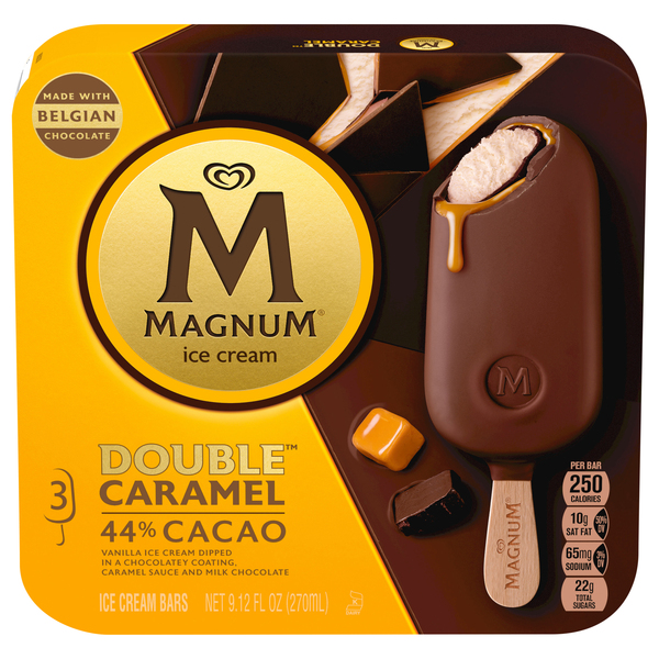 Magnum Ice Cream Bars, Double Caramel, 44% Cacao