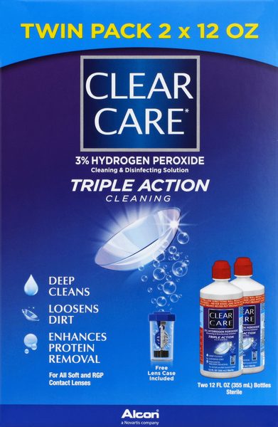 Clear Care Cleaning & Disinfecting Solution, Triple Action Cleaning, Twin Pack