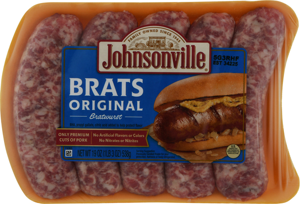 Johnsonville Bratwurst, Original, Brats
