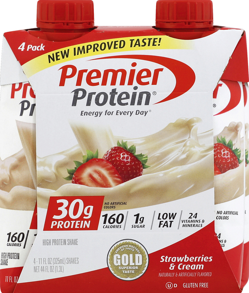 Premier Protein High Protein Shake, Strawberries & Cream, 4 Pack