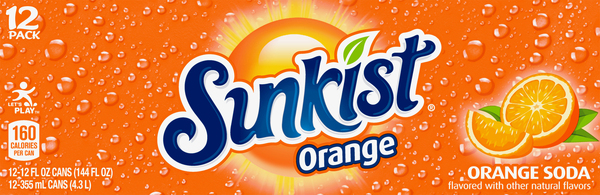 Sunkist Soda, Orange, 12 Pack