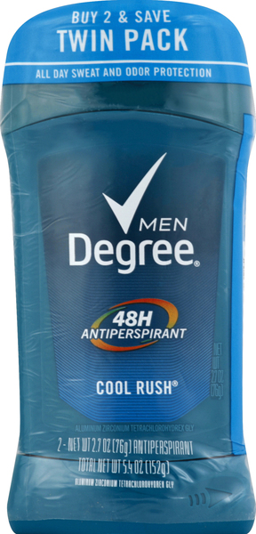 Degree Antiperspirant Deodorant, Cool Rush, 48H, Twin Pack