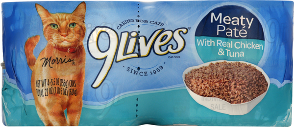 9 Lives Cat Food, Meaty Pate, with Real Chicken & Tuna