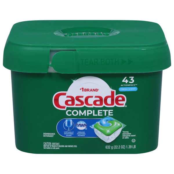 Cascade Dishwasher Detergent, Complete, Fresh Scent, Actionpacs