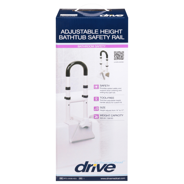 Drive Bathtub Safety Rail, Adjustable Height, Bathroom Safety