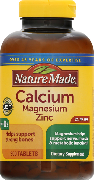 Nature Made Calcium Magnesium Zinc, Tablets, Value Size
