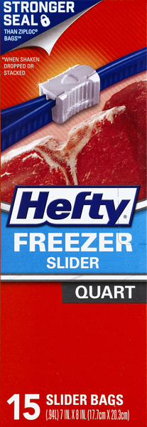 Hefty Freezer Bags, Slider, Quart